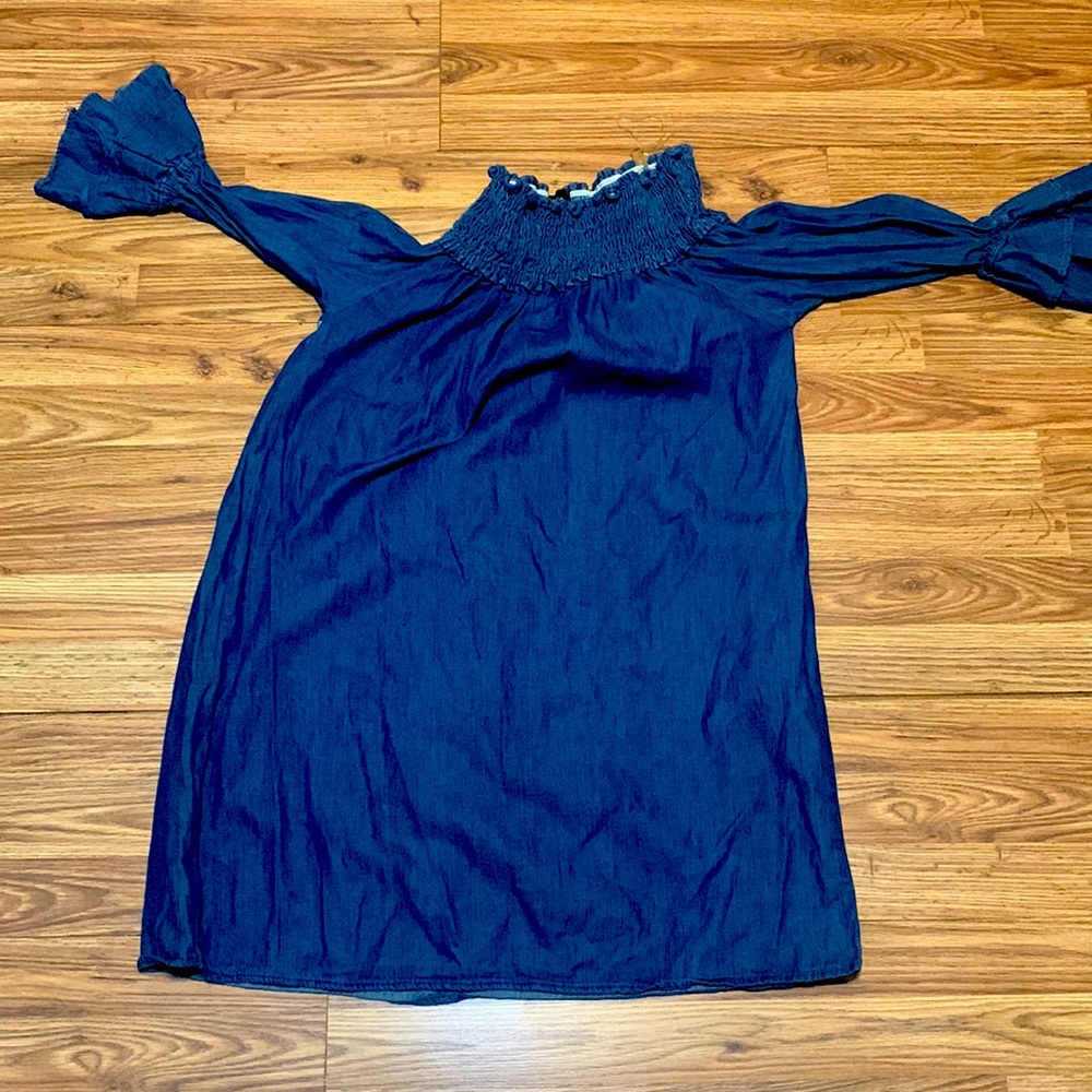 Denim Blue dress off shoulder.